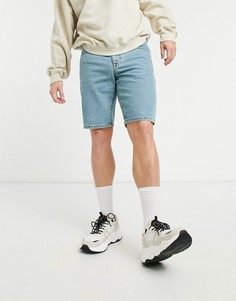Узкие джинсовые шорты выбеленного голубого цвета ASOS DESIGN-Голубой