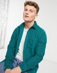 Зеленая рубашка классического кроя из вельвета в рубчик ASOS DESIGN-Зеленый