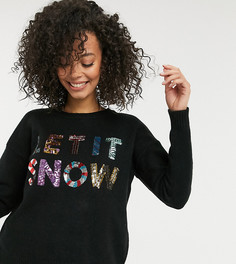 Новогодний джемпер с выложенной пайетками надписью "Let it snow" ASOS DESIGN Tall для ASOS Foundation-Черный