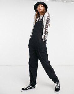 Черный комбинезон из твила с карманами ASOS DESIGN