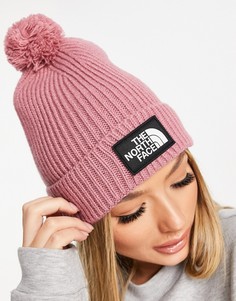 Розовая шапка-бини с логотипом и помпоном The North Face-Розовый