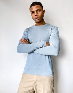 Серовато-голубой обтягивающий лонгслив ASOS DESIGN-Серый