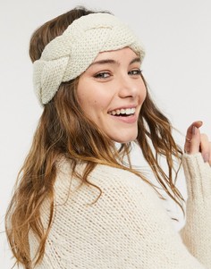 Бежевая повязка на голову с плетеным дизайном My Accessories London-Кремовый