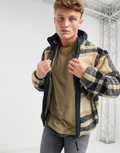 Клетчатая куртка из искусственного меха Jack & Jones Originals-Белый