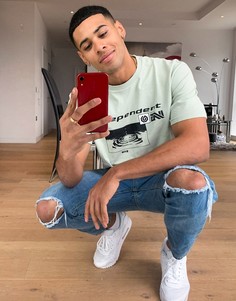 Шалфейно-зеленая футболка с принтом "Independent" Topman-Зеленый