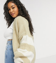 Белый кардиган в полоску в стиле oversized ASOS DESIGN Curve