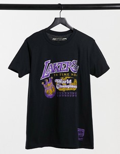 Черная футболка с принтом "LA Lakers 16х World Champions" Mitchell & Ness NBA-Черный