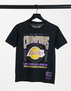 Черная футболка с принтом "LA Lakers Champions" Mitchell & Ness NBA-Черный