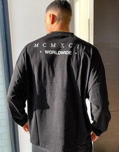 Черный oversized-лонгслив с римскими цифрами на спине ASOS DESIGN