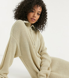 Светло-бежевое платье на молнии ASOS DESIGN Tall-Светло-бежевый