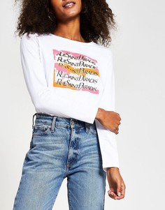 Белый лонгслив с графическим принтом River Island