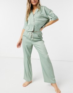 Шалфейно-зеленая пижама из атласной ткани Topshop-Зеленый