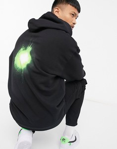 Худи в стиле oversized с принтом вспышки на спине и текстом на рукаве ASOS DESIGN-Черный