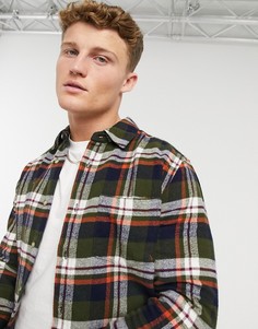 Клетчатая рубашка цвета хаки Topman-Зеленый