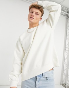 Свитшот прямого кроя цвета экрю Topman-Белый