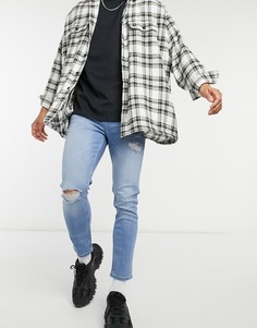 Джинсы скинни до щиколотки с потертостями ASOS DESIGN-Голубой
