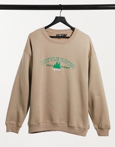 Oversized-свитшот с винтажной вышивкой Daisy Street-Коричневый