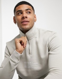 Светло-бежевый свитшот с короткой молнией в клетку Burton Menswear