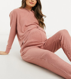 Розовые мягкие домашние джоггеры в рубчик с выступом для животика New Look Maternity (от комплекта)-Розовый