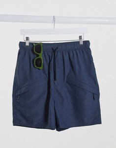 Темно-синие легкие шорты для плавания средней длины ASOS DESIGN-Темно-синий