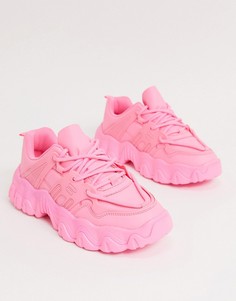 Розовые кроссовки со шнурками на массивной подошве ASOS DESIGN Date-Розовый