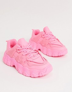 Розовые кроссовки со шнурками на массивной подошве ASOS DESIGN Date-Розовый