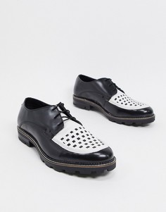 Контрастные черно-белые кожаные ботинки на шнуровке с массивной подошвой Ben Sherman-Черный