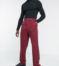 Бордовые широкие брюки из саржи ASOS DESIGN Tall-Красный