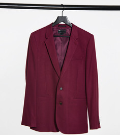Бордовый приталенный пиджак из саржи ASOS DESIGN Tall-Красный