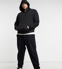 Черные oversized-джоггеры с узким поясом и манжетами ASOS DESIGN Plus-Черный
