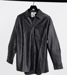 Черная oversized-рубашка из искусственной кожи COLLUSION Unisex-Черный