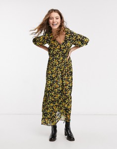 Свободное платье миди в стиле oversized с цветочным принтом на темном фоне ASOS DESIGN-Многоцветный