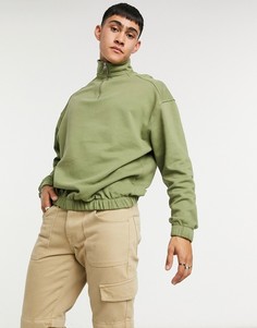 Свитшот в стиле oversized на короткой молнии «одна вторая» в выбеленном зеленом цвете от комплекта ASOS DESIGN-Зеленый