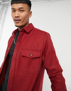 Красная рубашка навыпуск из ткани с добавлением шерсти ASOS DESIGN-Красный