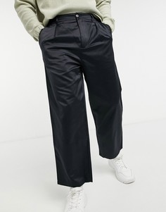 Темно-синие атласные брюки с широкими штанинами ASOS DESIGN (от комплекта)-Темно-синий