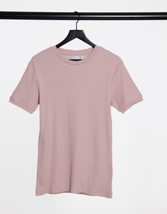 Выбеленная розовая облегающая футболка из трикотажа с вафельной фактурой ASOS DESIGN-Розовый