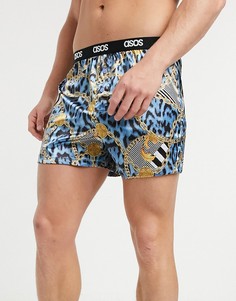 Трусы-боксеры из атласной ткани с принтом "барокко" ASOS DESIGN-Многоцветный
