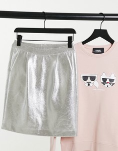 Серебристая блестящая мини-юбка Karl Lagerfeld-Серебристый