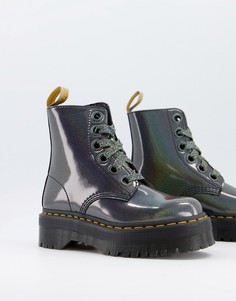 Ботинки переливающегося металлического цвета на массивной платформе Dr Martens Vegan Molly-Серебристый