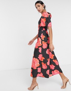 Фактурный комбинезон на одно плечо с крупным цветочным принтом ASOS DESIGN-Многоцветный