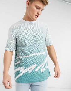 Зеленая футболка с эффектом омбре и принтом в виде подписи Topman-Зеленый
