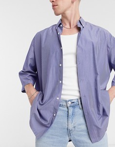 Классическая очень свободная рубашка в полоску с коротким рукавом ASOS DESIGN-Синий