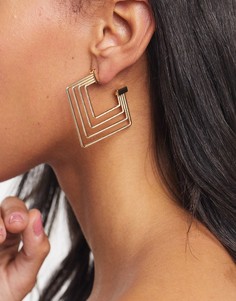 Золотистые фактурные серьги-кольца квадратной формы ASOS DESIGN-Золотистый