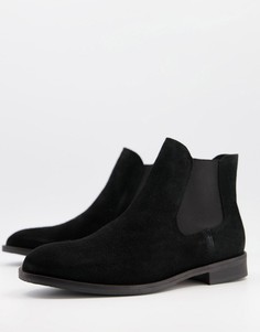 Черные замшевые ботинки челси Selected Homme-Черный