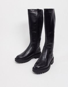 Черные байкерские ботинки с голенищами до колен на толстой подошве New Look-Черный