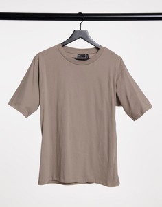 Серо-коричневая oversized-футболка ASOS DESIGN-Кремовый