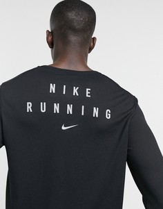 Чёрный лонгслив Nike Running Run Division-Черный
