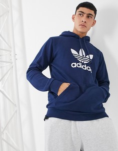 Темно-синий худи с логотипом-трелистник adidas Originals