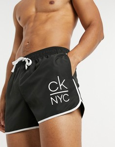 Черные шорты для плавания с логотипом Calvin Klein-Черный