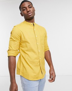 Меланжевая оксфордская рубашка узкого кроя из органического хлопка горчичного цвета ASOS DESIGN-Желтый